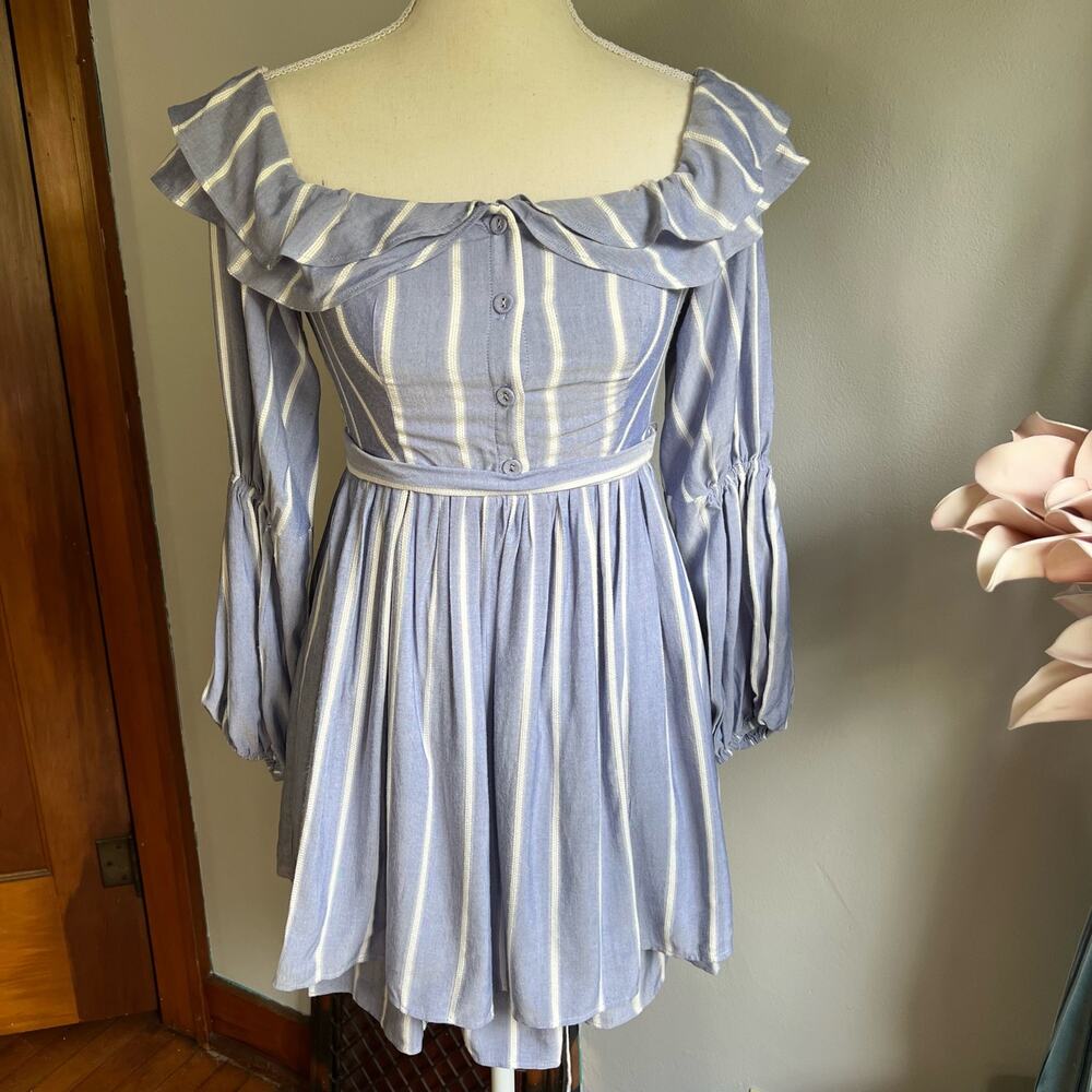 Auteur Revolve Linda Dress Off the Shoulder A-Line Striped Women's Size XS NWT - Picture 2 of 10